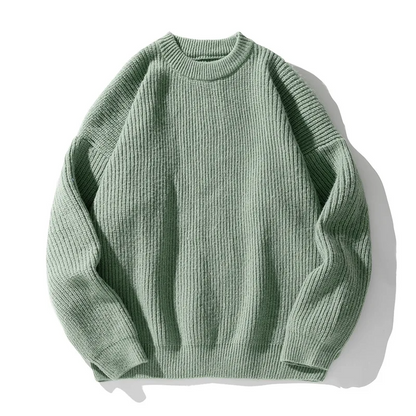 Theodore Minimalist Ribbed Crew Neck Sweater | Solid Knit Pullover