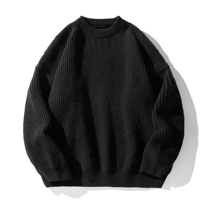 Theodore Minimalist Ribbed Crew Neck Sweater | Solid Knit Pullover