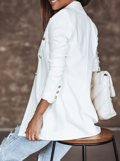 Viola Double-Breasted Blazer | Gold-Tone Buttons Button Blazer