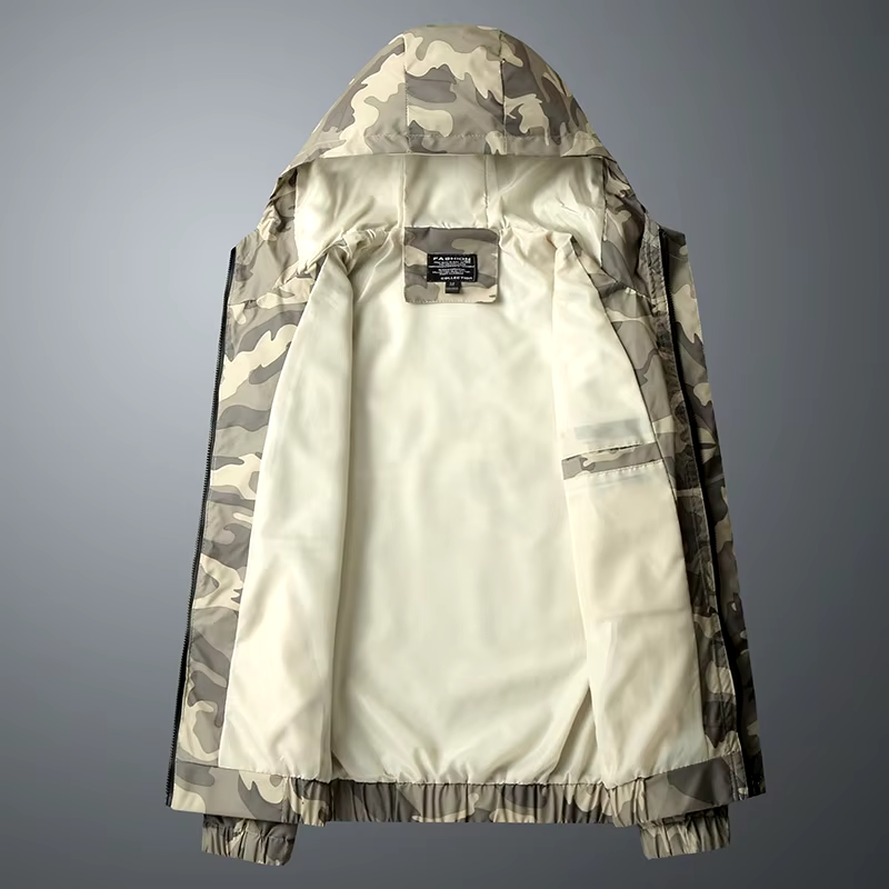 Oliver Camouflage Hooded Windbreaker | Regular Fit Hip-Length Windbreaker