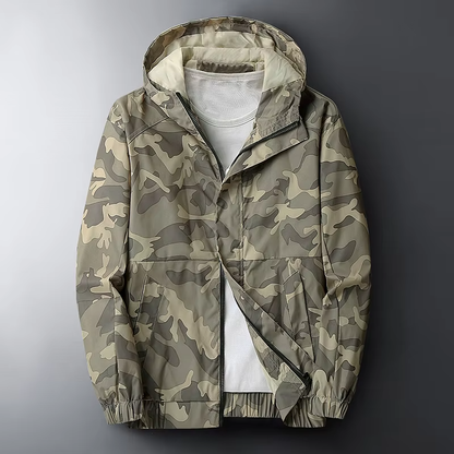 Oliver Camouflage Hooded Windbreaker | Regular Fit Hip-Length Windbreaker