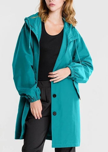 Isla Hooded Coat | Button Front Drawstring Hood Coat