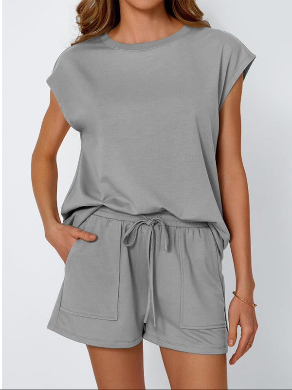 Sienna Relaxed Fit T-Shirt & Shorts Two-Piece Set | Dropped Shoulder Drawstring Waist Set