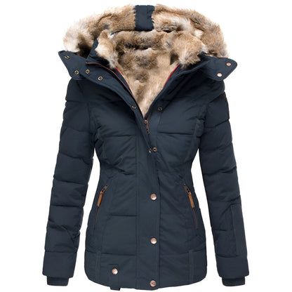 Isla Quilted Fitted Puffer Jacket | Fur Trim Hooded Puffer Jacket
