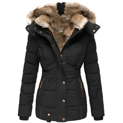 Isla Quilted Fitted Puffer Jacket | Fur Trim Hooded Puffer Jacket