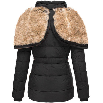 Isla Quilted Fitted Puffer Jacket | Fur Trim Hooded Puffer Jacket