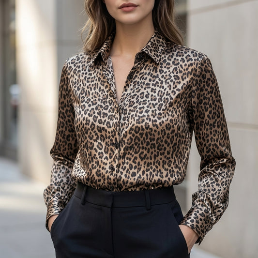 Isla Relaxed Fit Blouse | Leopard Print Button Front Blouse