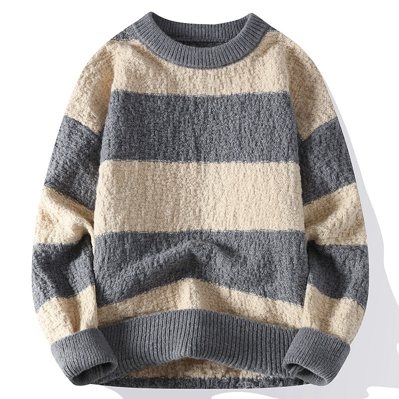 Benjamin Relaxed Fit Sweater | Striped Ribbed Crewneck Sweater