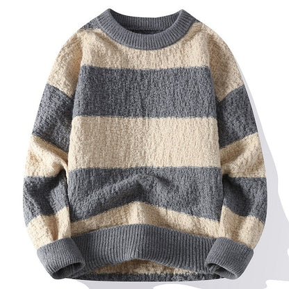 Benjamin Relaxed Fit Sweater | Striped Ribbed Crewneck Sweater