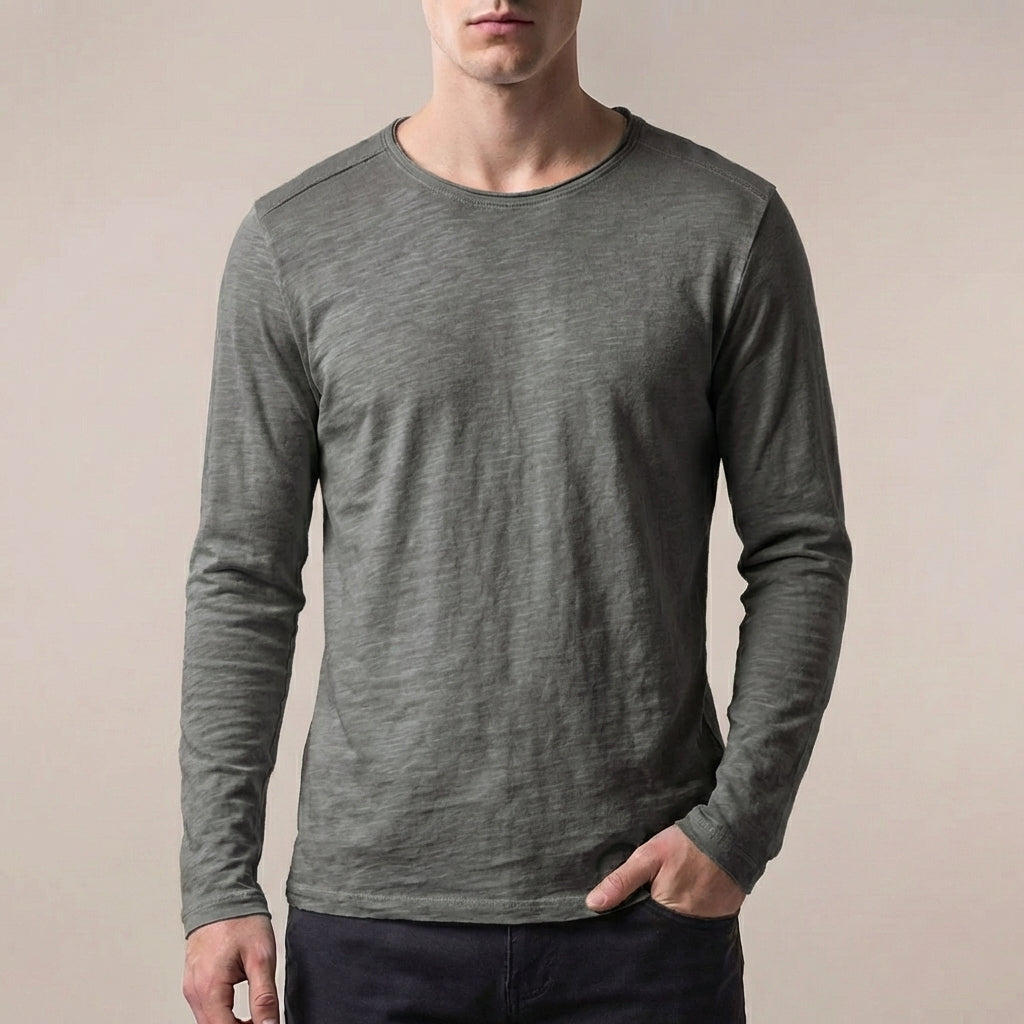 Oscar Regular Fit Long Sleeve T-Shirt | Solid Crewneck Long Sleeve T-Shirt