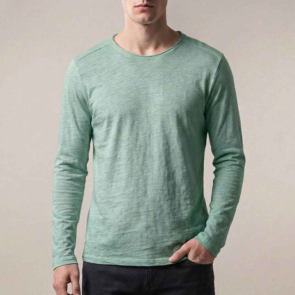 Oscar Regular Fit Long Sleeve T-Shirt | Solid Crewneck Long Sleeve T-Shirt