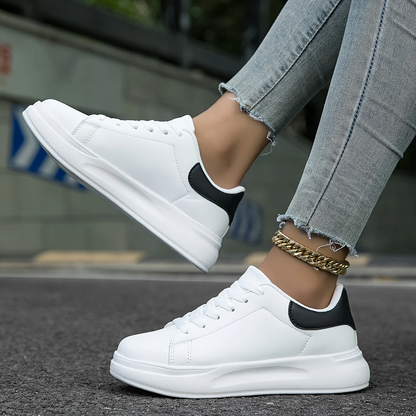 Veronica Leather Orthopedic Lace-Up Sneakers | Platform Sole Sneakers