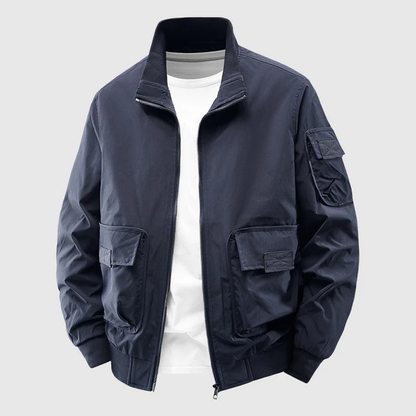 Harry Relaxed Fit Bomber Jacket | Utility Pockets Zip Front Bomber Jacket