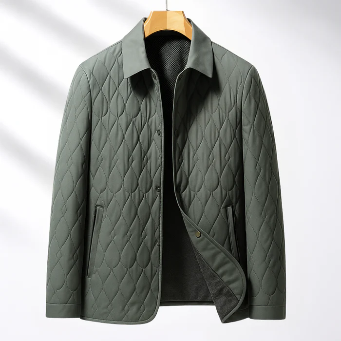 Arthur Quilted Jacket | Collared Snap Button Hip-Length Jacket