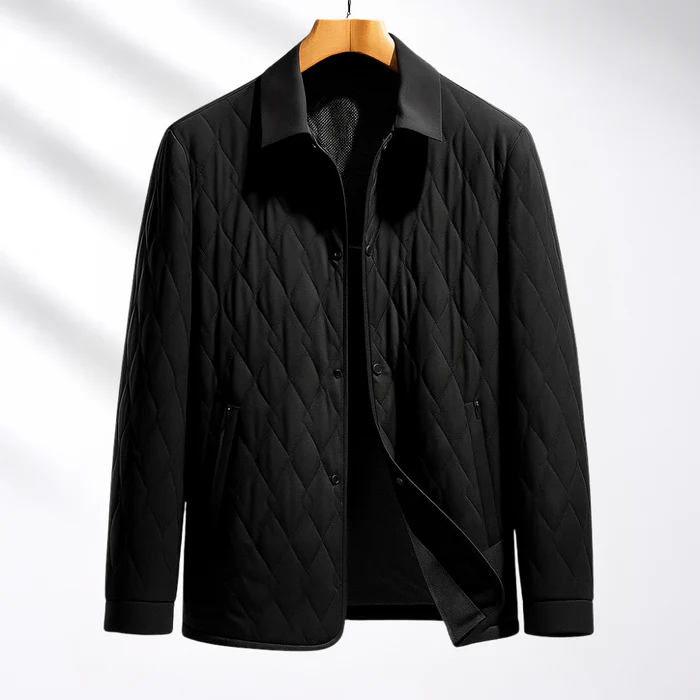 Arthur Quilted Jacket | Collared Snap Button Hip-Length Jacket
