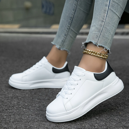 Veronica Leather Orthopedic Lace-Up Sneakers | Platform Sole Sneakers