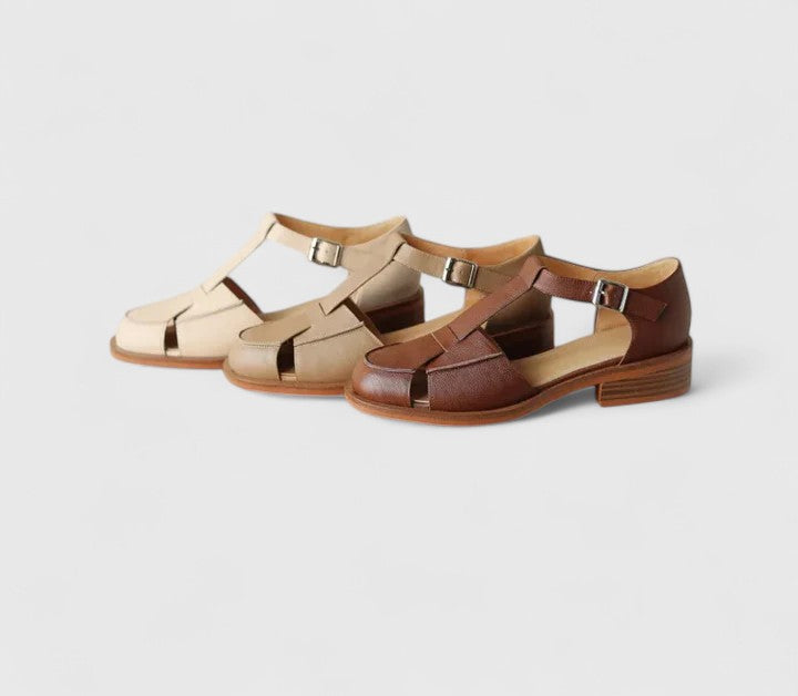 Amelia Block Heel Mary Jane Sandals | T-Strap Buckle Mary Jane Sandals