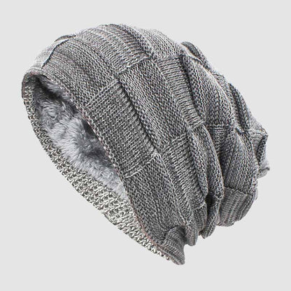 Oscar Relaxed Fit Slouch Beanie | Solid Block Knit Brim Slouch Beanie