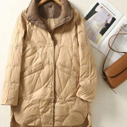 Clara Oversized Puffer Jacket | Longline Stand Collar Jacket