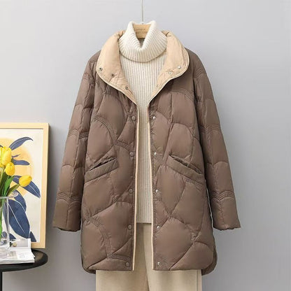 Clara Oversized Puffer Jacket | Longline Stand Collar Jacket