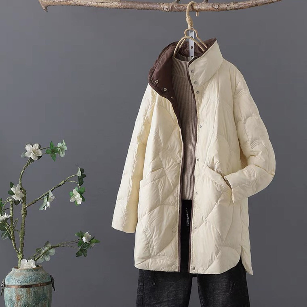 Clara Oversized Puffer Jacket | Longline Stand Collar Jacket