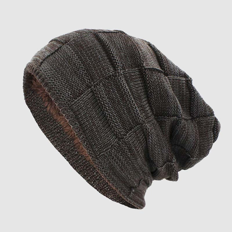 Oscar Relaxed Fit Slouch Beanie | Solid Block Knit Brim Slouch Beanie