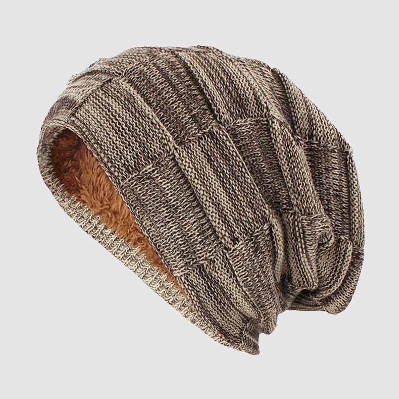 Oscar Relaxed Fit Slouch Beanie | Solid Block Knit Brim Slouch Beanie