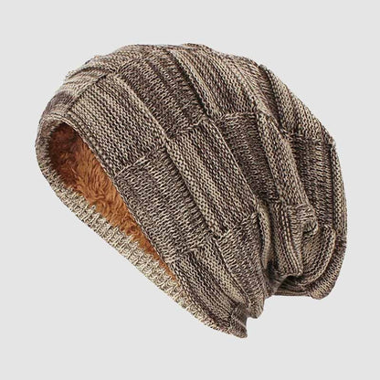 Oscar Relaxed Fit Slouch Beanie | Solid Block Knit Brim Slouch Beanie