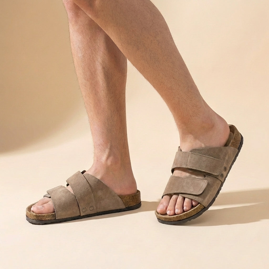 Oscar Orthopedic Slide Sandal | Adjustable Strap Cork Footbed Slide Sandal