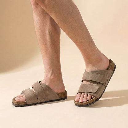 Oscar Orthopedic Slide Sandal | Adjustable Strap Cork Footbed Slide Sandal