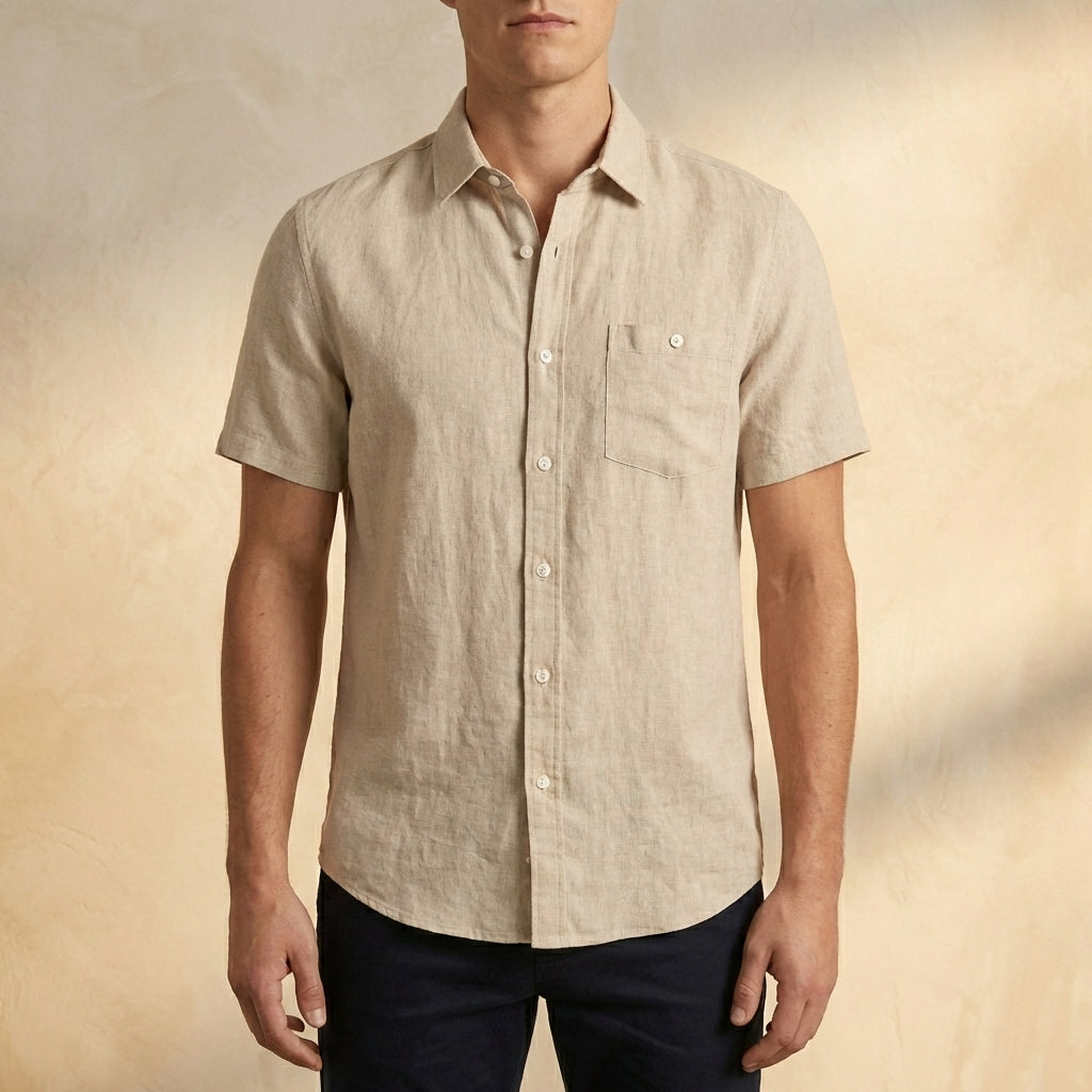 Oliver Loose Fit Short Sleeve Shirt | Button Front Chest Pocket Shirt