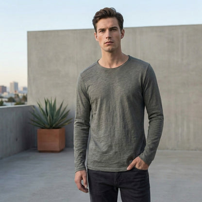 Oscar Regular Fit Long Sleeve T-Shirt | Solid Crewneck Long Sleeve T-Shirt