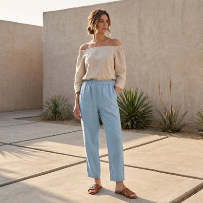 Isla Relaxed Fit Harem Pants | Elastic Waist Side Pockets Pants