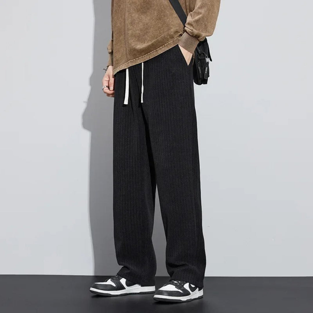 Leo Straight Fit Joggers | Ribbed Drawstring Waist Joggers
