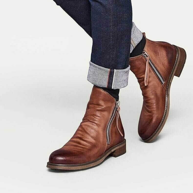 Arthur Regular Fit Ankle Boots | Distressed Finish Round Toe Ankle Boots