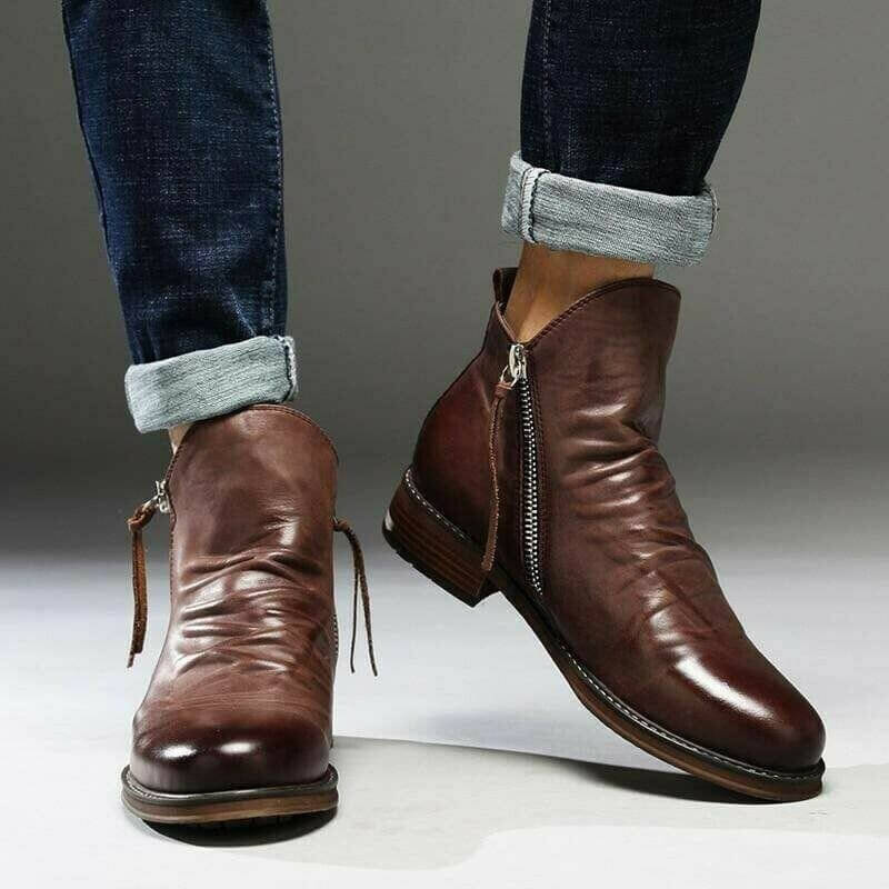 Arthur Regular Fit Ankle Boots | Distressed Finish Round Toe Ankle Boots