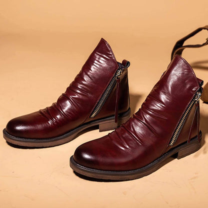 Arthur Regular Fit Ankle Boots | Distressed Finish Round Toe Ankle Boots