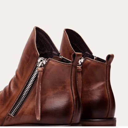 Arthur Regular Fit Ankle Boots | Distressed Finish Round Toe Ankle Boots