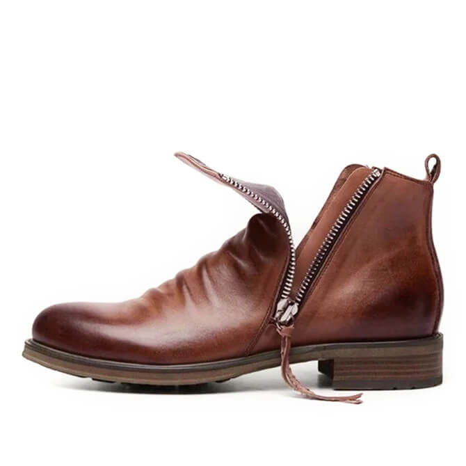Arthur Regular Fit Ankle Boots | Distressed Finish Round Toe Ankle Boots