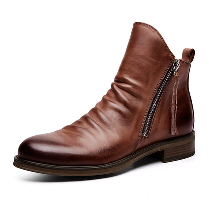 Arthur Regular Fit Ankle Boots | Distressed Finish Round Toe Ankle Boots