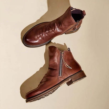 Arthur Regular Fit Ankle Boots | Distressed Finish Round Toe Ankle Boots
