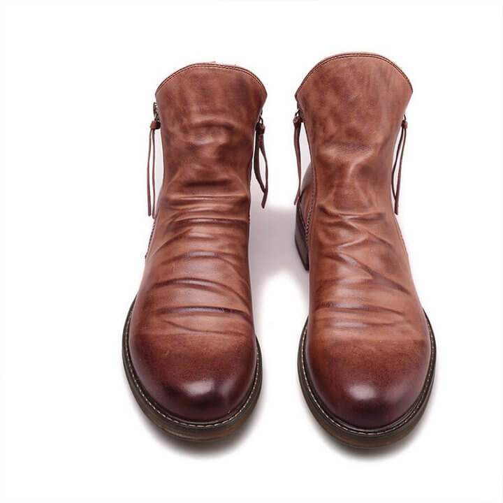 Arthur Regular Fit Ankle Boots | Distressed Finish Round Toe Ankle Boots