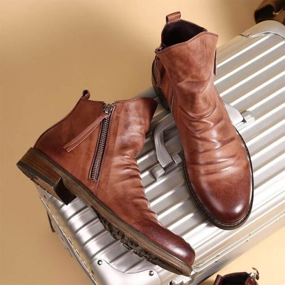Arthur Regular Fit Ankle Boots | Distressed Finish Round Toe Ankle Boots