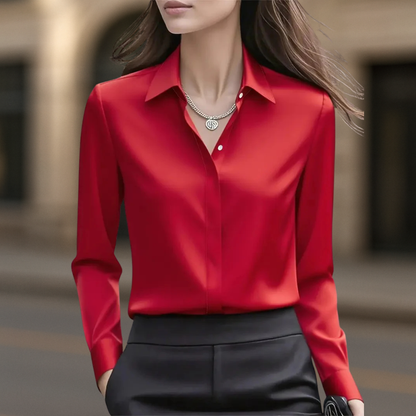 Sophia Regular Fit Button-Down Blouse | Collared Long Sleeve Blouse