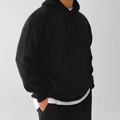 Ethan Oversized Hoodie | Ribbed Kangaroo Pocket Hoodie