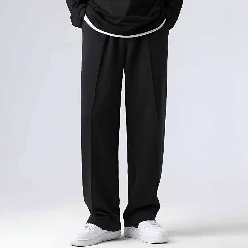 Henry Loose Pleated Trousers | Solid Full-Length Trousers