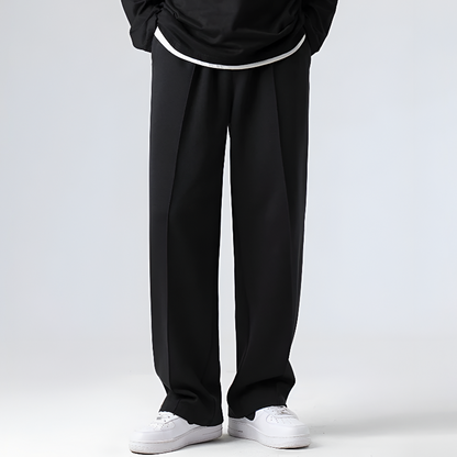 Henry Loose Pleated Trousers | Solid Full-Length Trousers