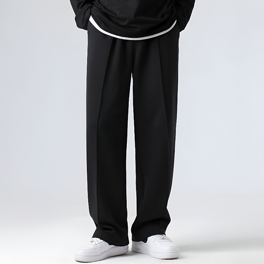 Henry Loose Pleated Trousers | Solid Full-Length Trousers