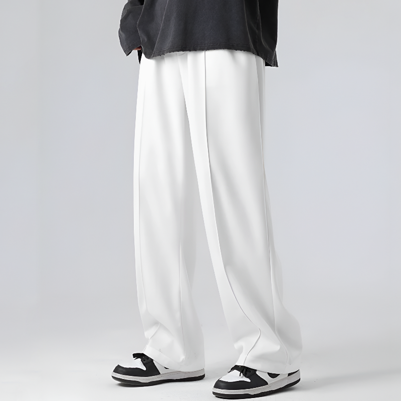 Henry Loose Pleated Trousers | Solid Full-Length Trousers