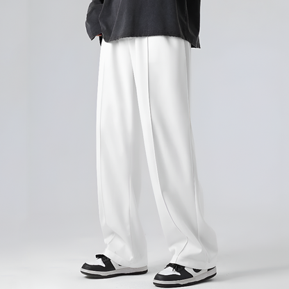 Henry Loose Pleated Trousers | Solid Full-Length Trousers
